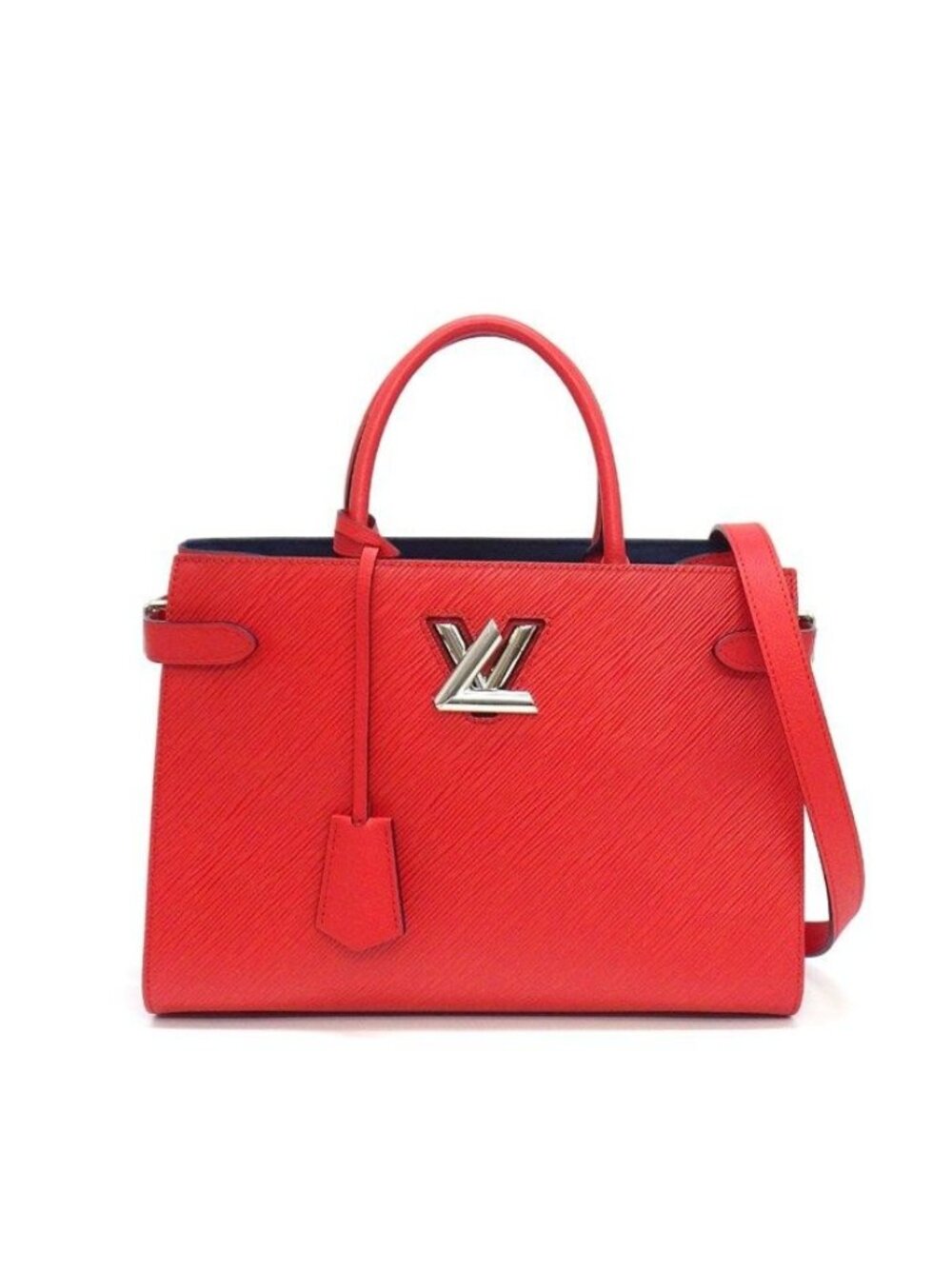 Louis Vuitton Handbag Twist Tote Coquelicot Navy Epi Leather Silver
